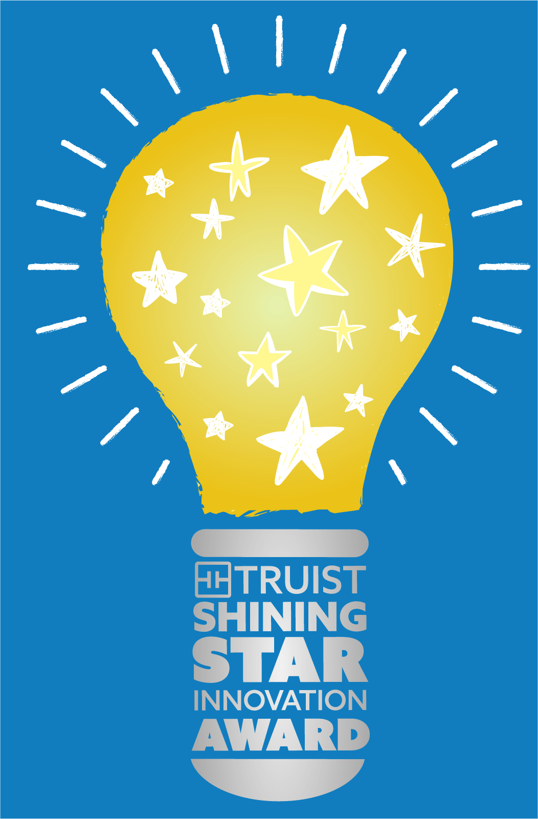 Image of light bulb with stars inside the glass globe. The light bulb threads are replaced by the words "Truist Shining Star Innovation Award"