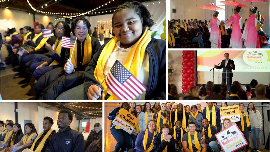 Collage of images of teachers and students celebrating National School Choice Week